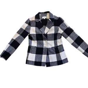Splendid Collection Blazer Womens XS Ricki Flannel Plaid Navy White Jacket